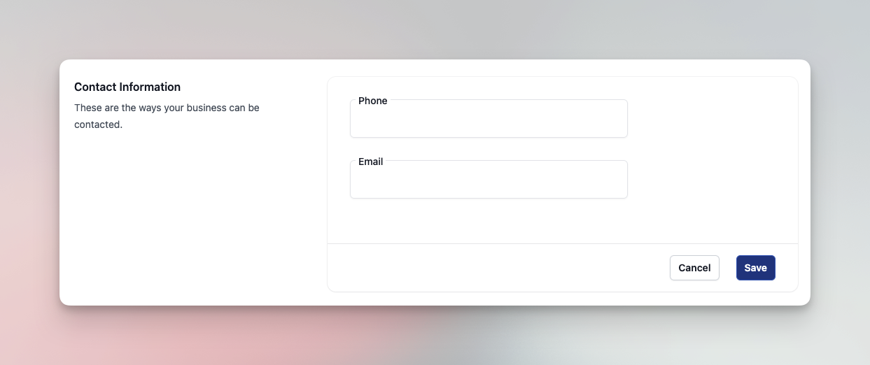 Información de contacto del perfil del dealer