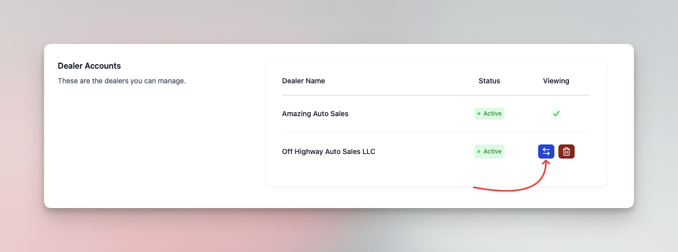 Selector de dealer en Perfil de Usuario